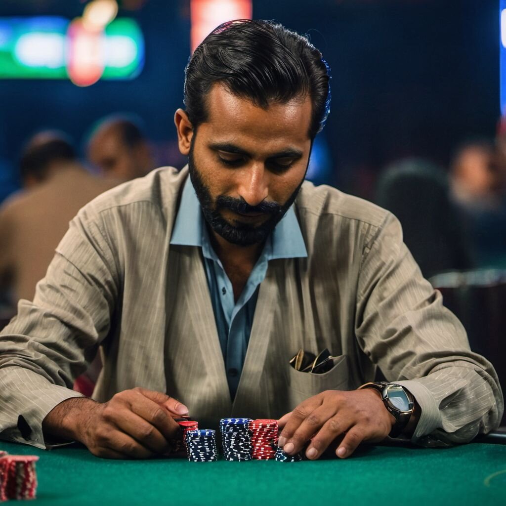 Pakistani man playing poker