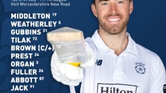 our Hampshire XI: Weatherley, Middleton, Gubbins, Varma, Brown (C/†), Prest, Organ, Fuller, Jack, Abbott, Baker